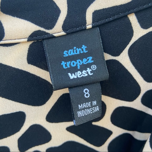 San Tropez Long Sleeve dress animal print cheetah leopard button up collared - Picture 9 of 11